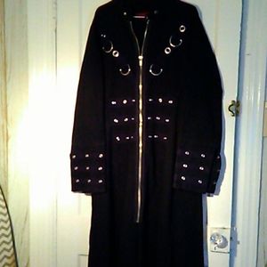 Goth "hot topic" long black coat heavy duty!